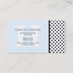 Carte De Visite Noir blanc À petits pois bleu clair Designer Mono