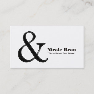 Carte De Visite Noir & Blanc Ampersand Chic Moderne Personnalisé