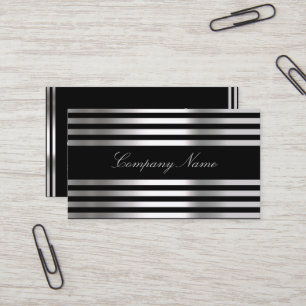 Carte De Visite Noir Blanc Argent Abstrait