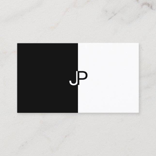 Carte De Visite Noir&Blanc Créatif Simple Design Moderne Plat (Devant)