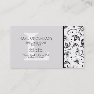 Carte De Visite Noir Blanc Gris Gris Designer Monogramme Damas