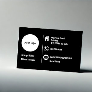 Carte De Visite noir blanc minimal professionnel rond logo