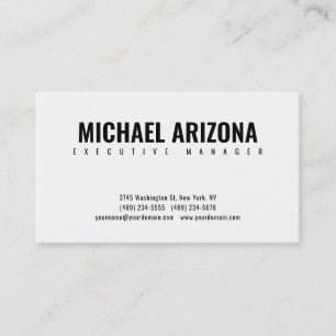 Carte De Visite Noir & Blanc Minimaliste Simple Plaque