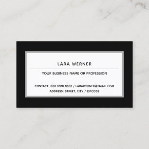 Carte De Visite noir blanc moderne rectangulaire professionnel