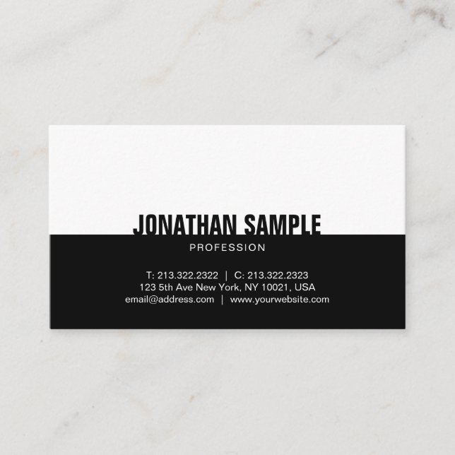Carte De Visite Noir&Blanc moderne Simple élégant Plaine tendance (Devant)