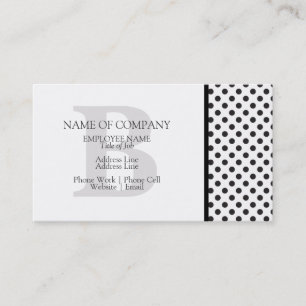 Carte De Visite Noir blanc Pois Gris Designer Monogramme