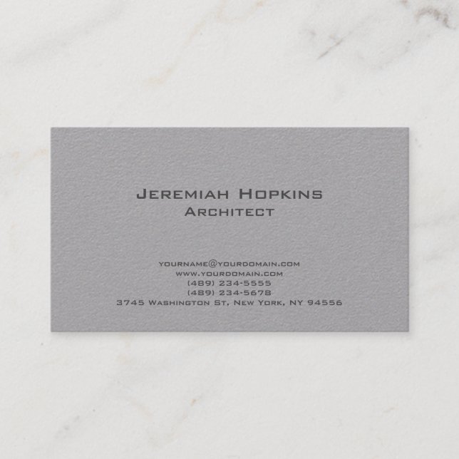 Carte De Visite Noir Blanc Simple Plain Architect Premium Grey (Devant)