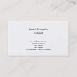 Carte De Visite Noir Blanc Simple Plain Architect Premium Pearl