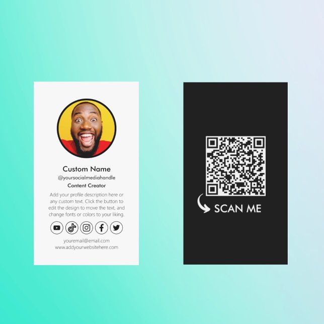 Carte De Visite Noir Blanc Social Media Icon Contenu Créateur (Black White Social Media Icon Content Creator Business Card
)