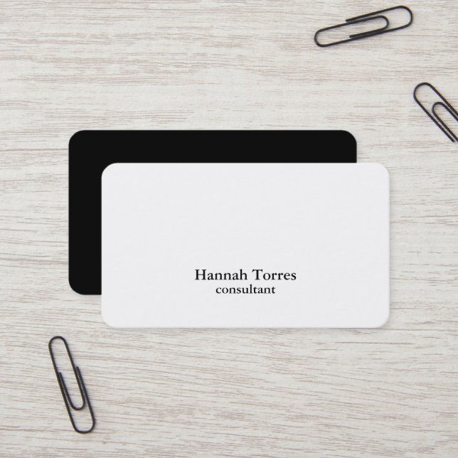 Carte De Visite Noir & Blanc tendance Plaine Créative Moderne (Devant/Arrière en situation)