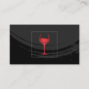 Carte De Visite Noir brossé sur verre de vin rouge