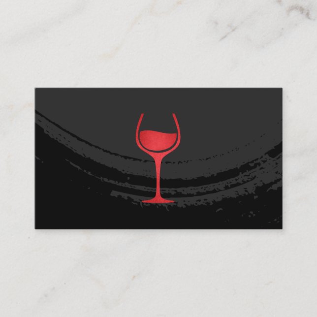 Carte De Visite Noir brossé sur verre de vin rouge (Devant)