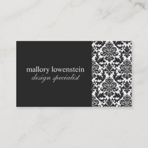 Carte de visite noir chic de damassé de Mallory #