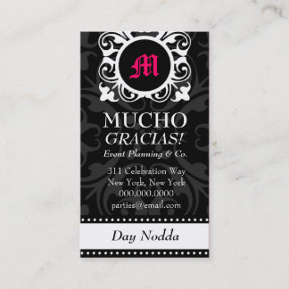CARTE DE VISITE NOIR DE MONOGRAMME DE ROCKIN MUCHO