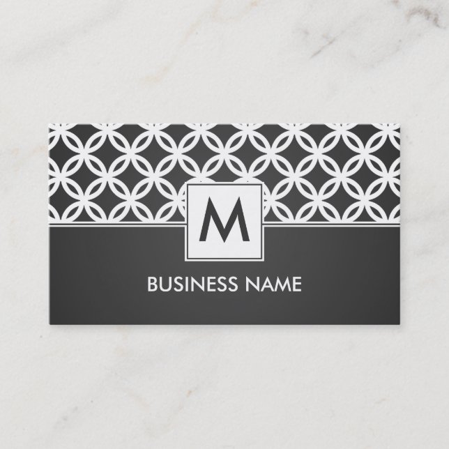 Carte De Visite Noir de recouvrement simple de monogramme de motif (Devant)