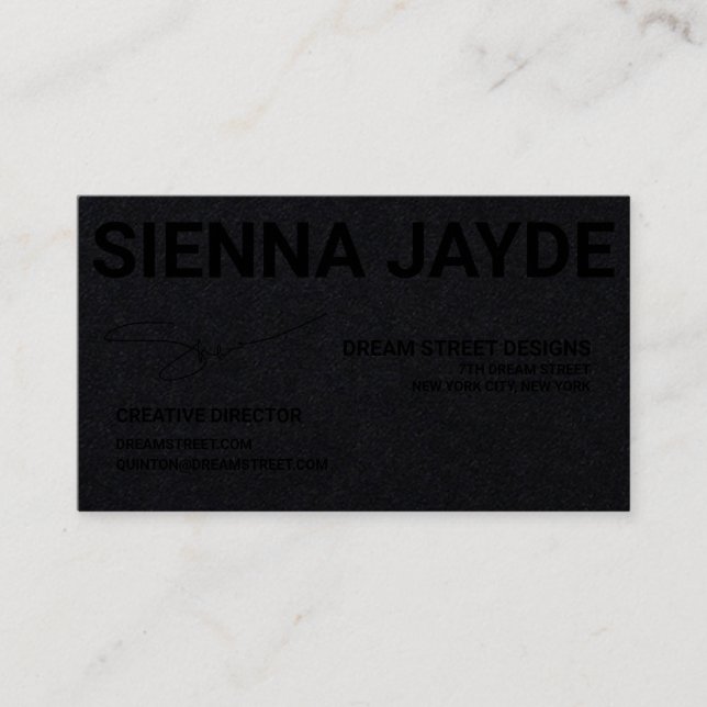 CARTE DE VISITE NOIR DE SIGNATURE GRAVE (Devant)