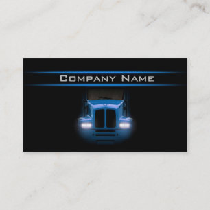 Carte De Visite Noir Design Bleu Camion Avant Éclairage Dispositio