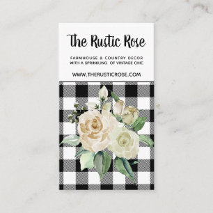 Carte De Visite Noir et blanc Buffalo Plaid Farmhouse Business C