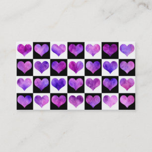 Carte de visite noir et blanc de coeurs d'Iolanthe