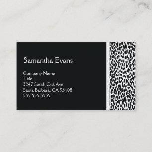 Carte de visite noir et blanc de léopard