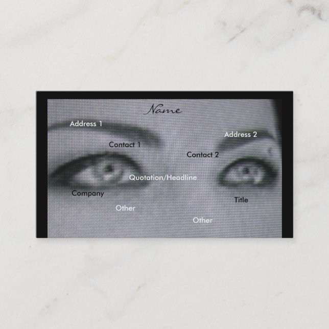 Carte de visite noir et blanc de photographe (Devant)