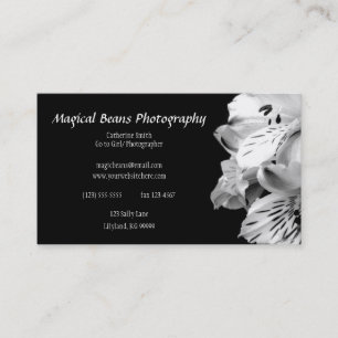 Carte de visite noir et blanc de profil de lis