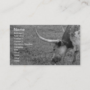 Carte de visite noir et blanc du Texas Longhorn