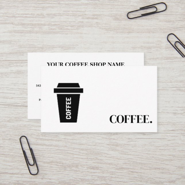 Carte De Visite Noir et blanc moderne Café simple Loyauté (Devant/Arrière en situation)