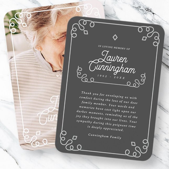 Carte De Visite Noir et blanc Moderne Simple Merci funéraire (Créateur téléchargé)