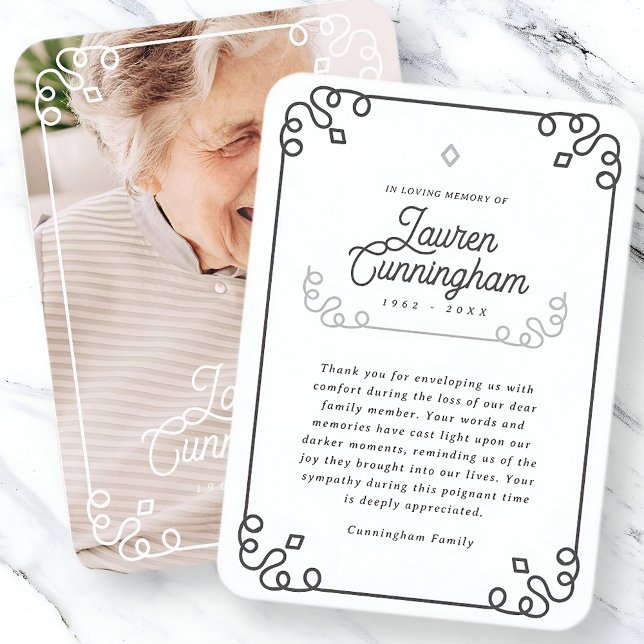 Carte De Visite Noir et blanc Moderne Simple Merci funéraire (Créateur téléchargé)