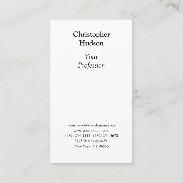 Carte De Visite Noir et blanc professionnel en soie de qualité sup (Devant)