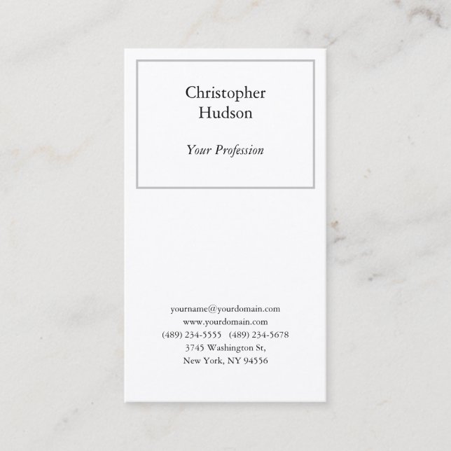 Carte De Visite Noir et blanc professionnel en soie de qualité sup (Devant)