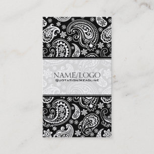 Carte De Visite Noir et blanc Retro Paisley Motif 2 Design