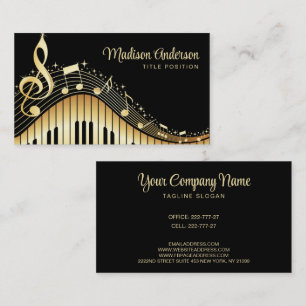 Carte De Visite Noir Et Gold Music Notes Design Business
