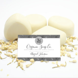 Carte De Visite Noir et gris Rose et Feuille ligne Art Artiste