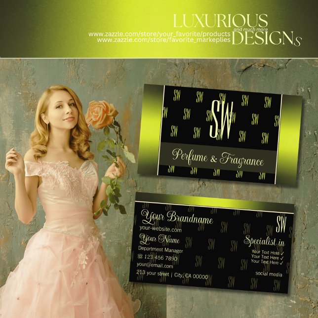 Carte De Visite Noir et Jaune flashy avec Initiales Professionnel (Créateur téléchargé)