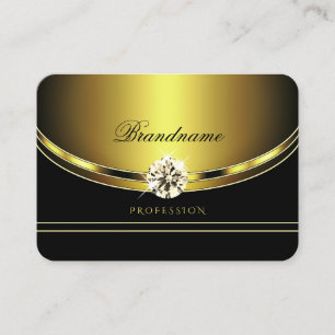 Carte De Visite Noir et or élégant avec diamants scintillants