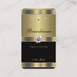 Carte De Visite Noir et or tendance avec diamants Faux luxueux