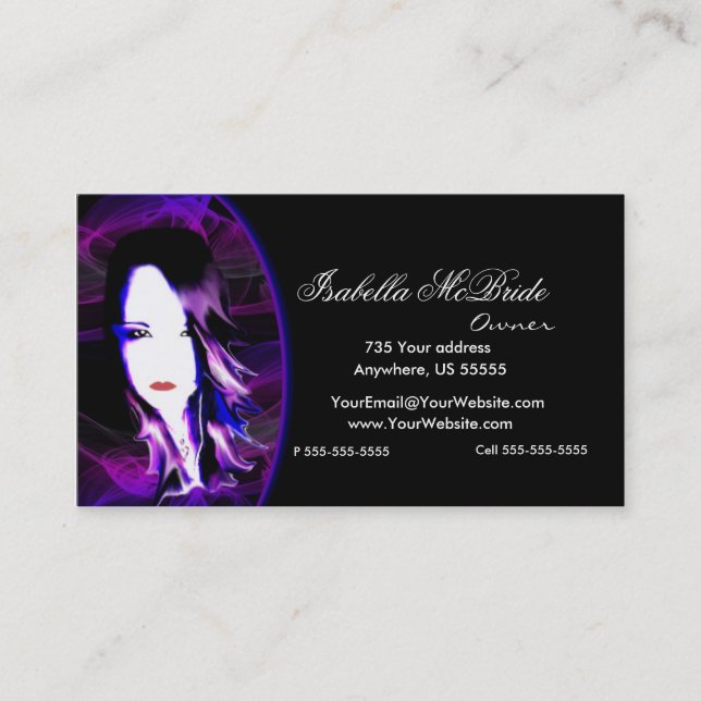 Carte de visite noir et pourpre mauvais 2 de (Devant)