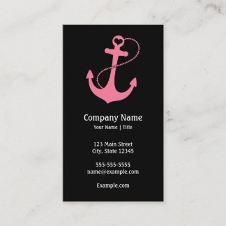 Carte De Visite Noir et rose nautiques