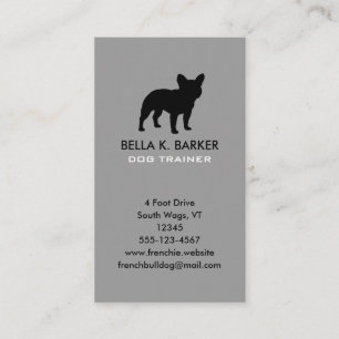 Carte De Visite Noir Français Bulldog Silhouette gris vertical