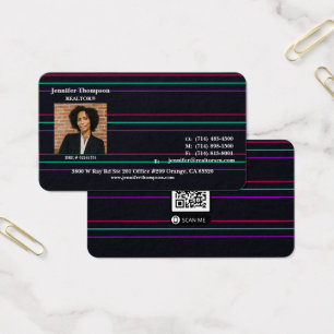 Carte de visite noir futuriste avec lignes néon