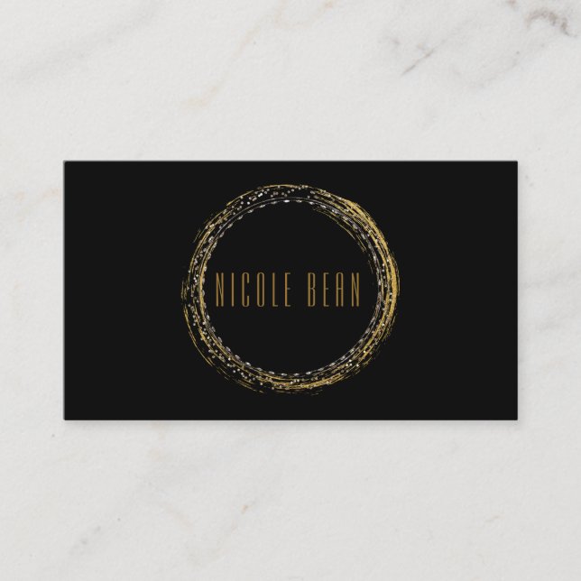 Carte de visite noir Gold Foil Circle (Devant)