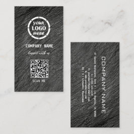 Carte De Visite Noir Gris Design professionnel moderne Code QR Bus