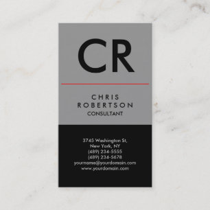 Carte de visite noir gris vertical de consultant