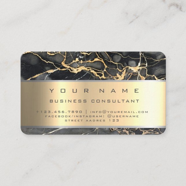 Carte De Visite Noir Marble Professional Business Consultant (Devant)