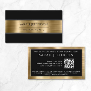 Carte De Visite Noir métal professionnel Noir QR Notaire public