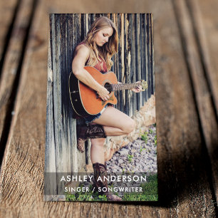 Carte De Visite Noir moderne de musicien de chanteur