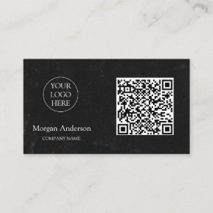 Carte De Visite Noir moderne professionnel QR Code Logo d'entrepri
