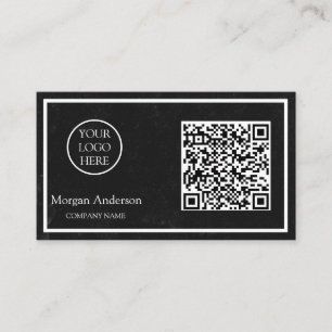 Carte De Visite Noir moderne professionnel QR Code Logo d'entrepri